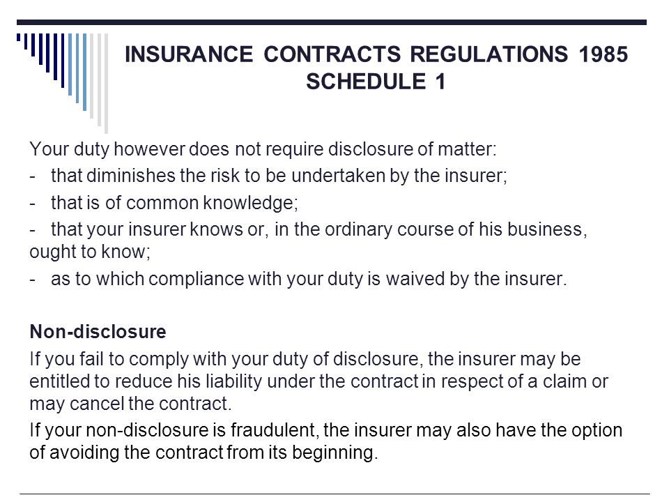 The duty to disclosure in insurance law essay